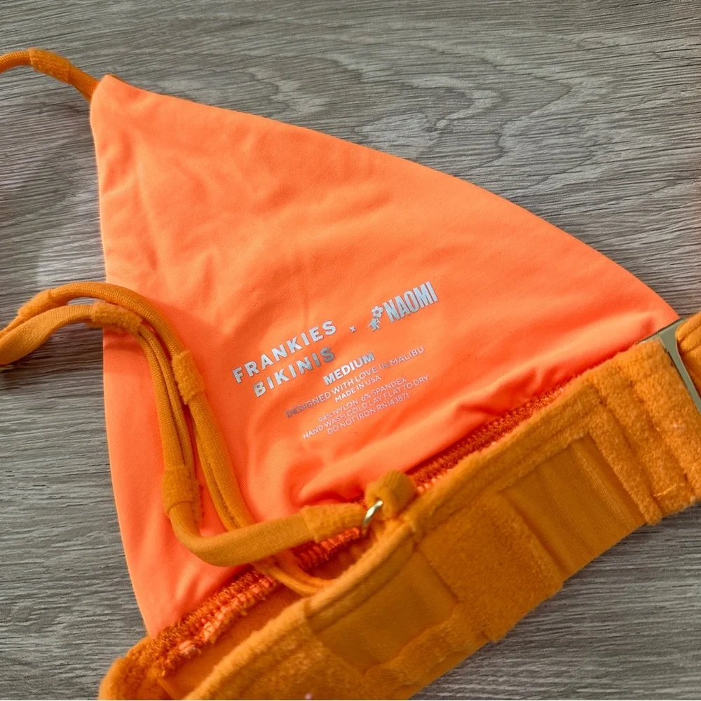Frankie’s Bikinis x Naomi MEDIUM Orange Terry Cloth Bikini Top
